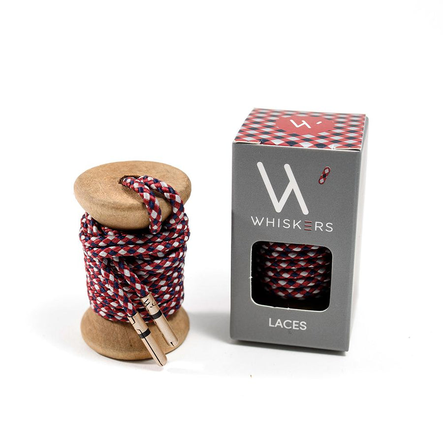 Whiskers Garnet, Navy & Gray Dress Shoelaces 33