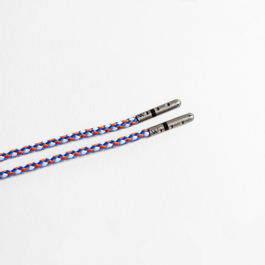Blue, Orange & White Dress Shoelaces 33 Inches Braided | Whiskers Laces