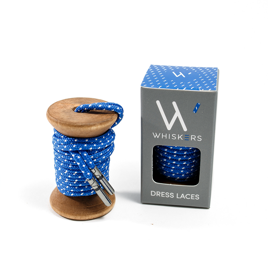 Whiskers Blue and White Dress Shoelaces 33