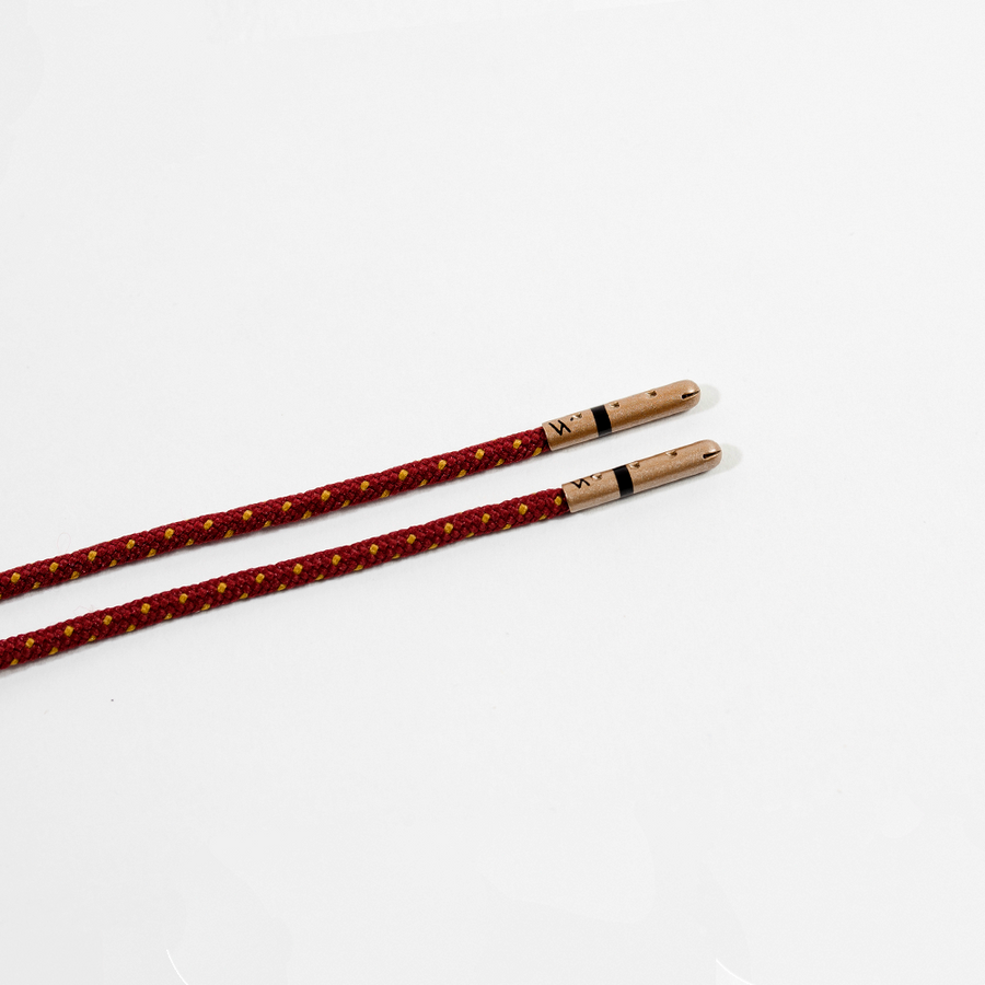 Maroon and Gold Dress Shoelaces 33 Inches Ticked | Whiskers Laces