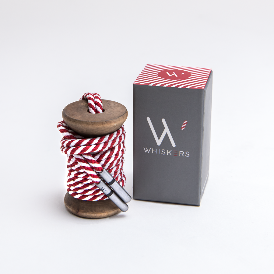 Whiskers Crimson and White Dress Shoelaces 33